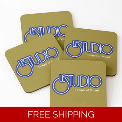 Coasters Gold White & Blue logo TOS (set of 4)
